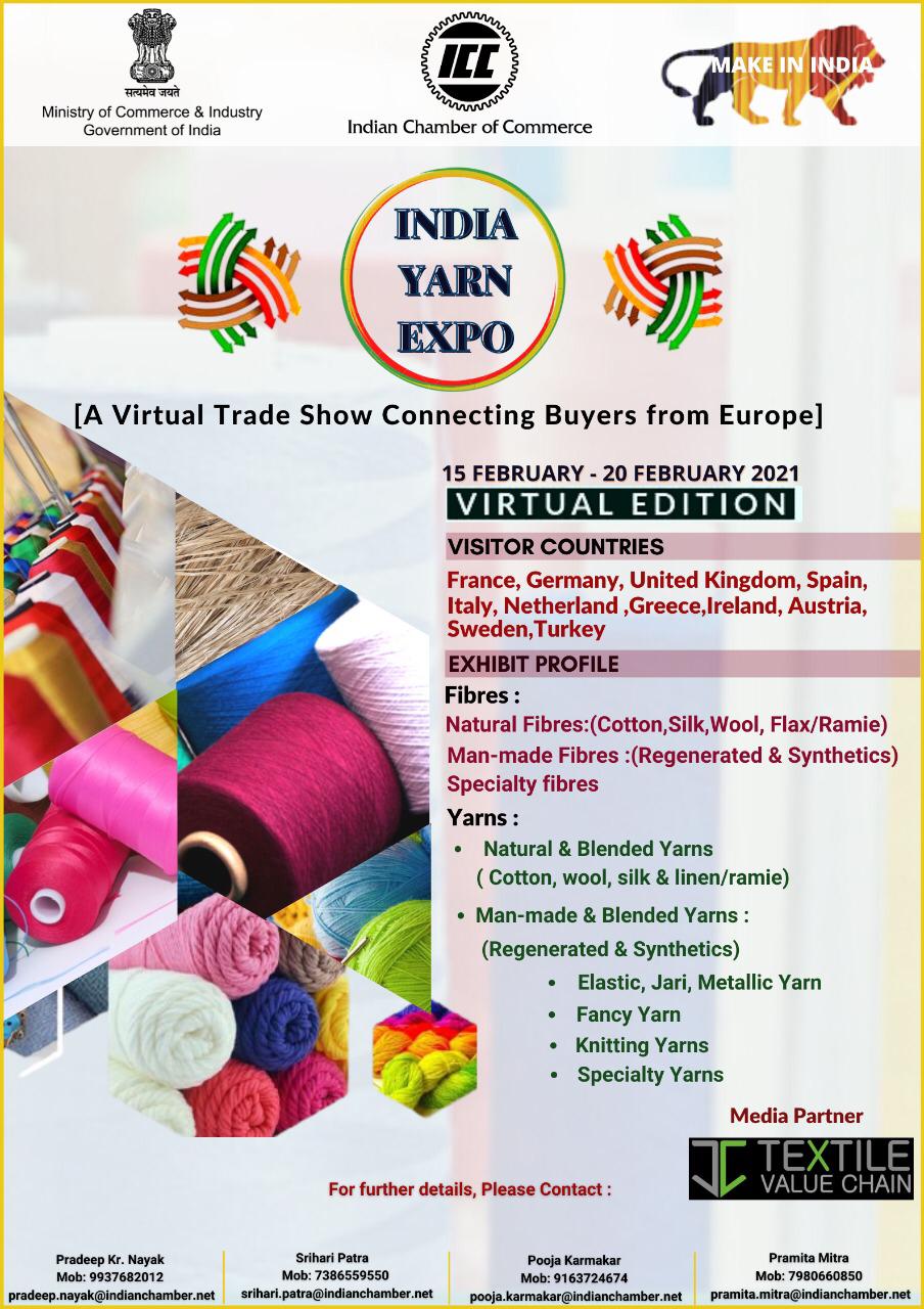 INDIA YARN EXPO – Virtualni poslovni dogodek za povezovanje kupcev iz Indije in Evrope (15. - 20. 2. 2021)